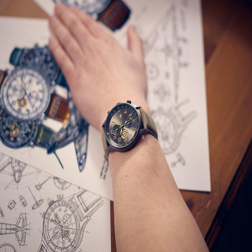 HAWKER HURRICANE AV-4011-0E (Seiko VD57 Mekanizmalı) Erkek Kol Saati - Thumbnail