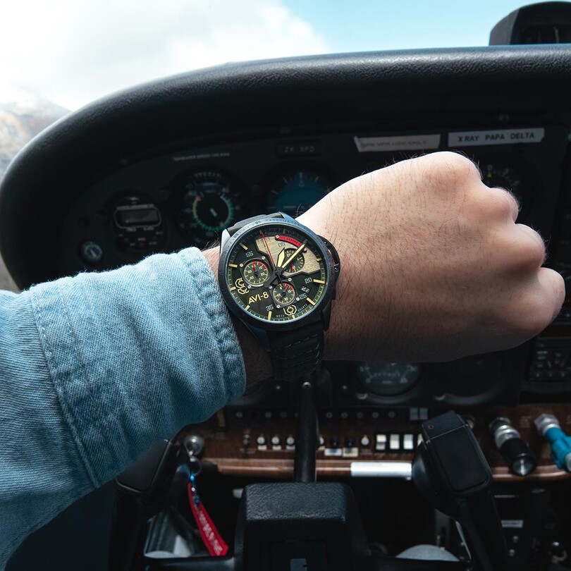 P-51 MUSTANG BLAKESLEE CHRONOGRAPH AV-4077-05 (Seiko VK68 Mekanizmalı) Erkek Kol Saati - Thumbnail