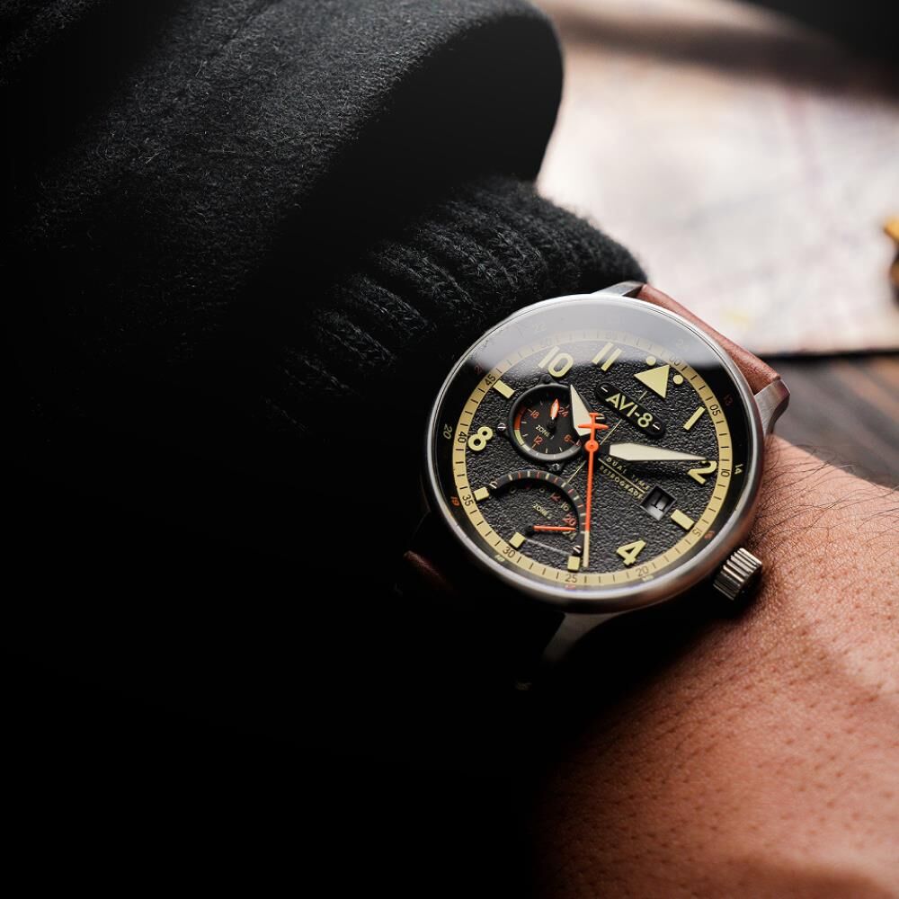 HAWKER HURRICANE MCKELLAR DUAL TIME AV-4101-0B (Citizen Miyota GP03 Mekanizmalı) Erkek Kol Saati