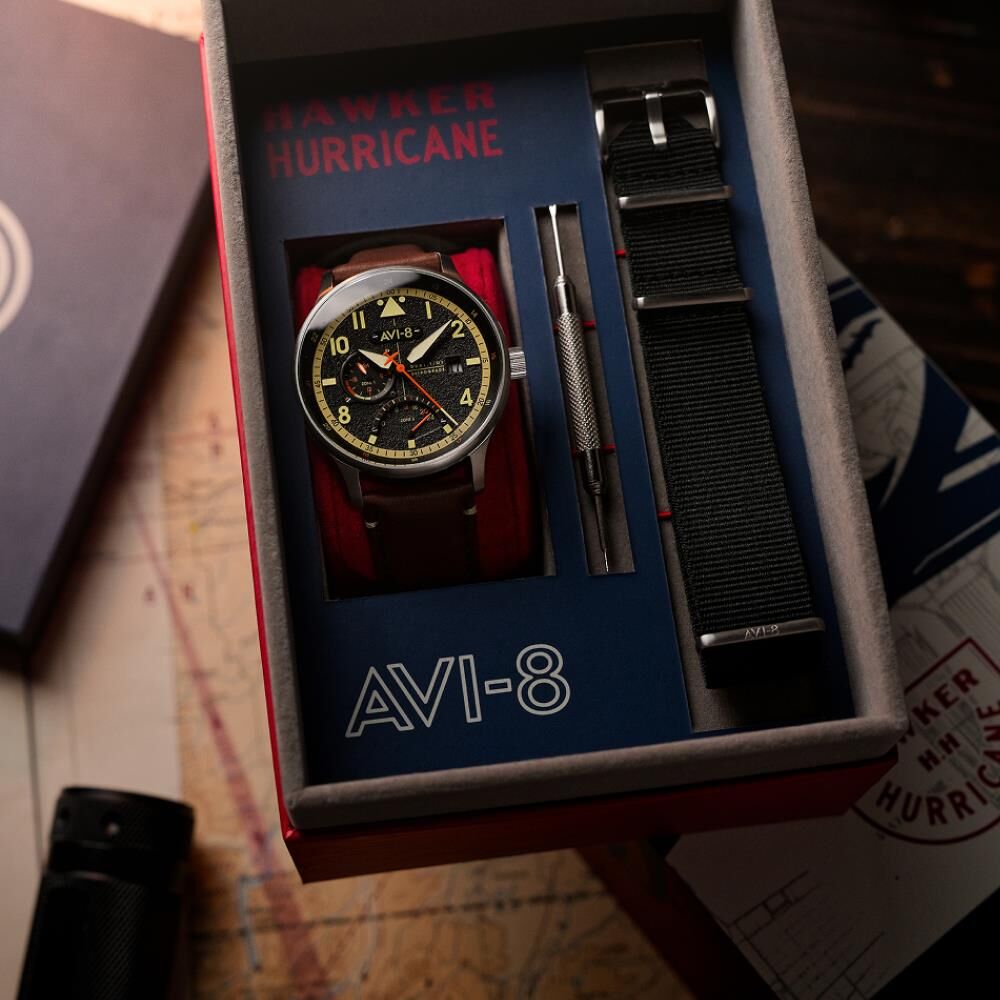 HAWKER HURRICANE MCKELLAR DUAL TIME AV-4101-0B (Citizen Miyota GP03 Mekanizmalı) Erkek Kol Saati