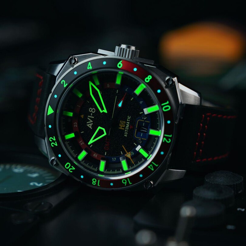 HAWKER HUNTER GMT AV-4122-01 (Seiko NH34 Mekanizmalı) Erkek Kol Saati - Thumbnail