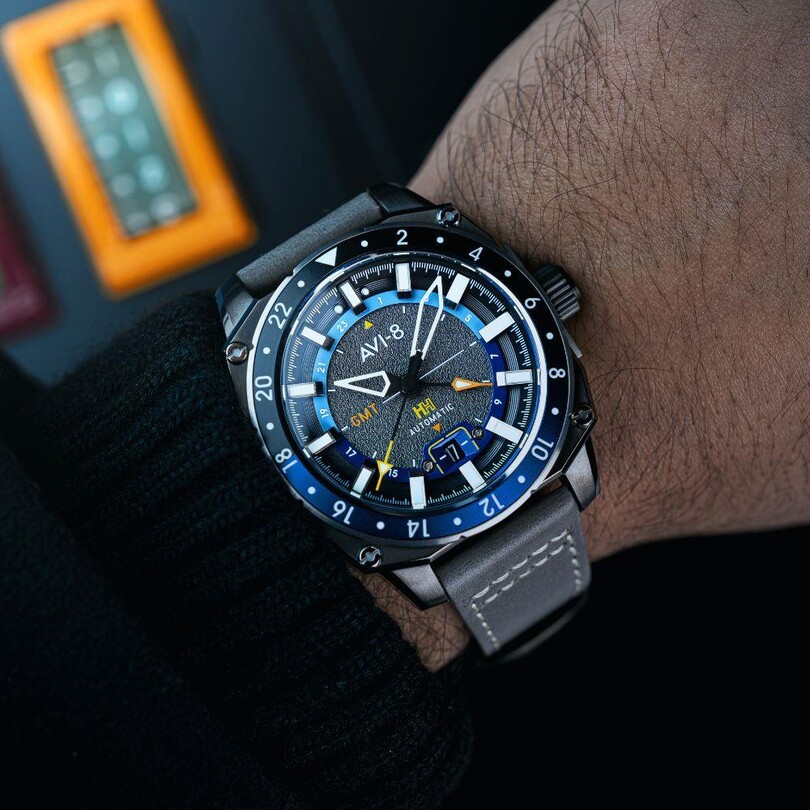 HAWKER HUNTER GMT AV-4122-04 (Seiko NH34 Mekanizmalı) Erkek Kol Saati - Thumbnail