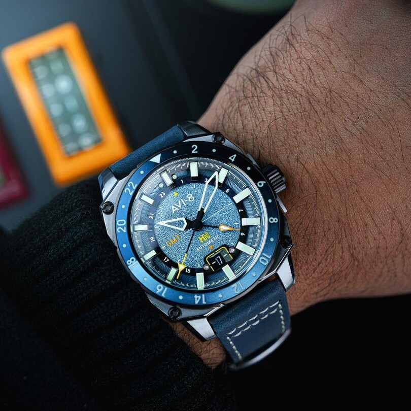 HAWKER HUNTER GMT AV-4122-05 (Seiko NH34 Mekanizmalı) Erkek Kol Saati - Thumbnail