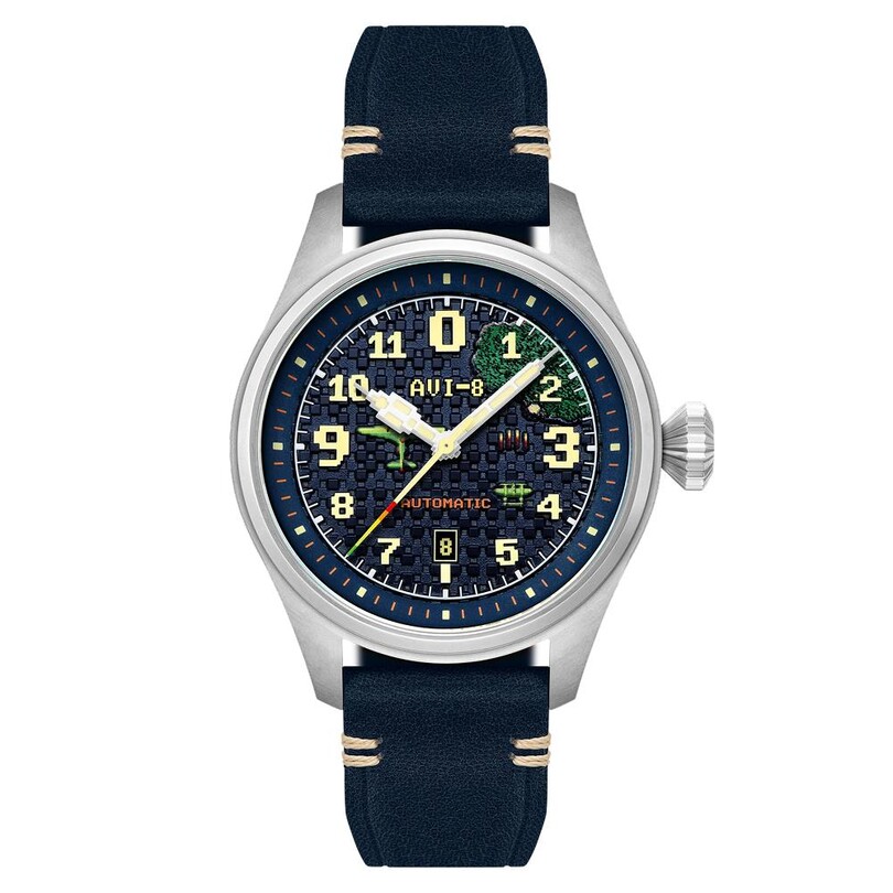 AVI-8 - CLOWES CAPCOM 1942 AUTOMATIC PIXEL LIMITED EDITION AV-4126-02 (Seiko NH35 Mekanizmalı) Erkek Kol Saati