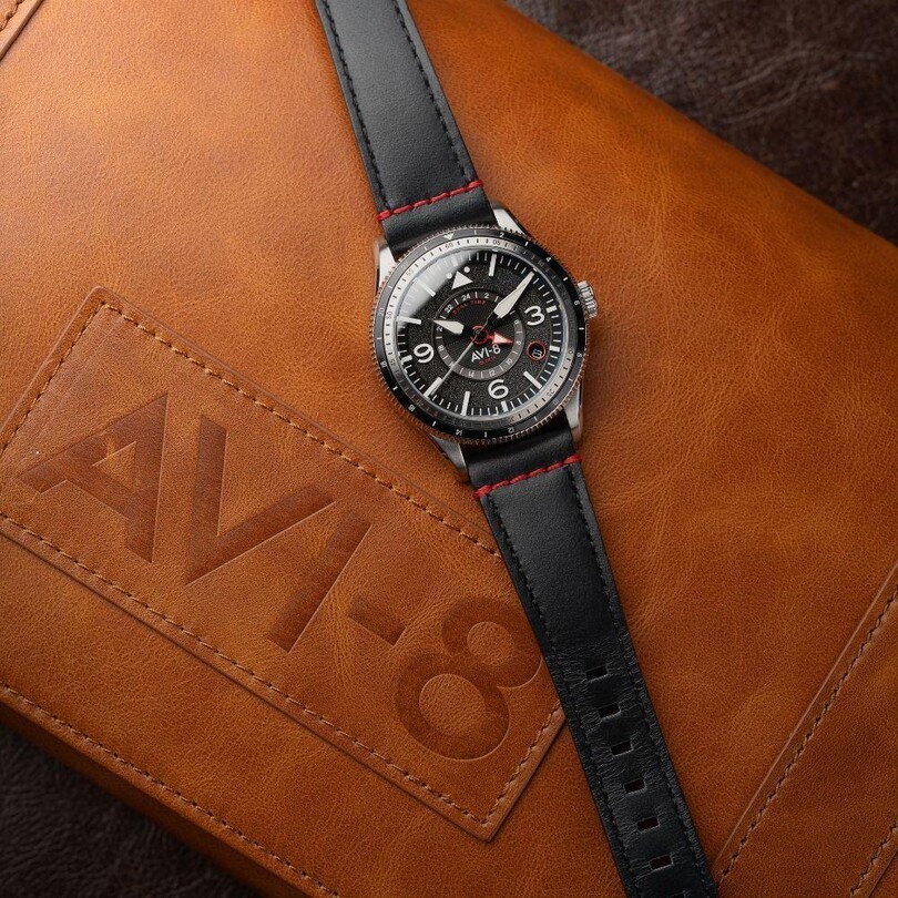 FLYBOY AIRMASTER GMT AV-4128-01 (Seiko NH34 Mekanizmalı) Otomatik Erkek Kol Saati - Thumbnail