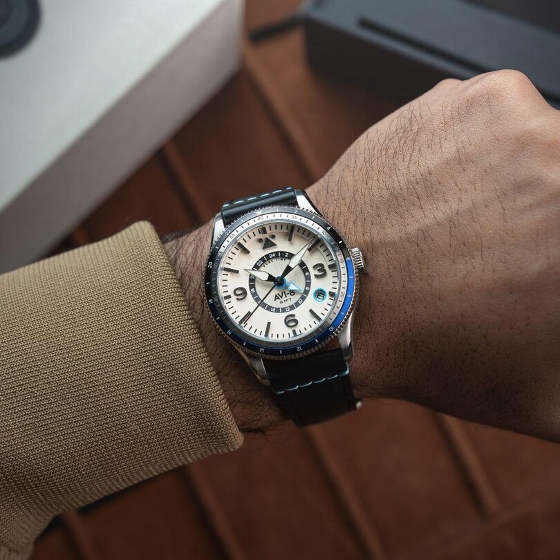 FLYBOY AIRMASTER GMT AV-4128-02 (Seiko NH34 Mekanizmalı) Otomatik Erkek Kol Saati - Thumbnail