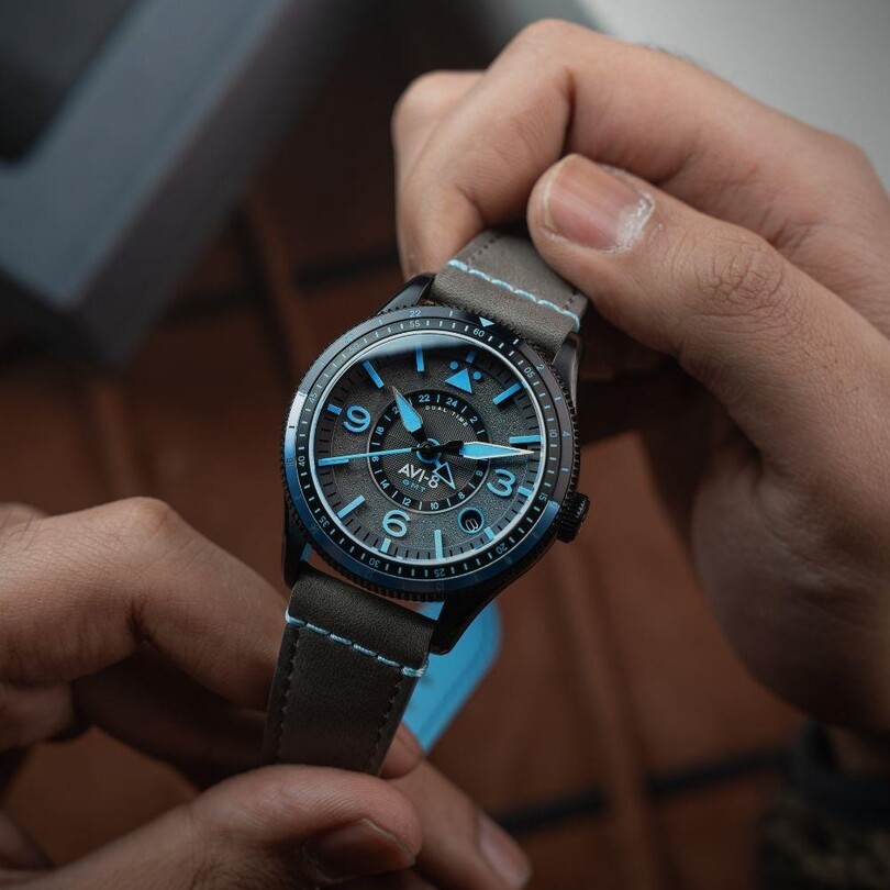 FLYBOY AIRMASTER GMT AV-4128-05 (Seiko NH34 Mekanizmalı) Otomatik Erkek Kol Saati - Thumbnail