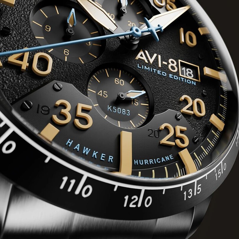 HAWKER HURRICANE 90TH ANNIVERSARY CHRONOGRAPH LIMITED EDITION AV-4130-11 (Seiko VK67 Mekanizmalı) Erkek Kol Saati - Thumbnail