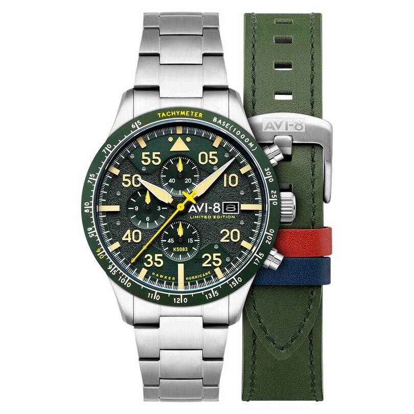 AVI-8 - HAWKER HURRICANE 90TH ANNIVERSARY CHRONOGRAPH LIMITED EDITION AV-4130-33 (Seiko VK67 Mekanizmalı) Erkek Kol Saati