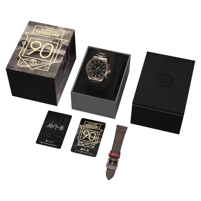 HAWKER HURRICANE 90TH ANNIVERSARY CHRONOGRAPH LIMITED EDITION AV-4130-44 (Seiko VK67 Mekanizmalı) Erkek Kol Saati - Thumbnail