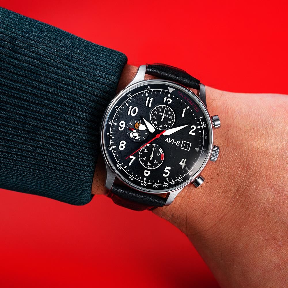 HAWKER HURRICANE CLASSIC CHRONOGRAPH PEANUTS SNOOPY FLYING ACE LIMITED EDITION AV-4132-01 (Seiko VD57 Mekanizmalı) Erkek Kol Saati