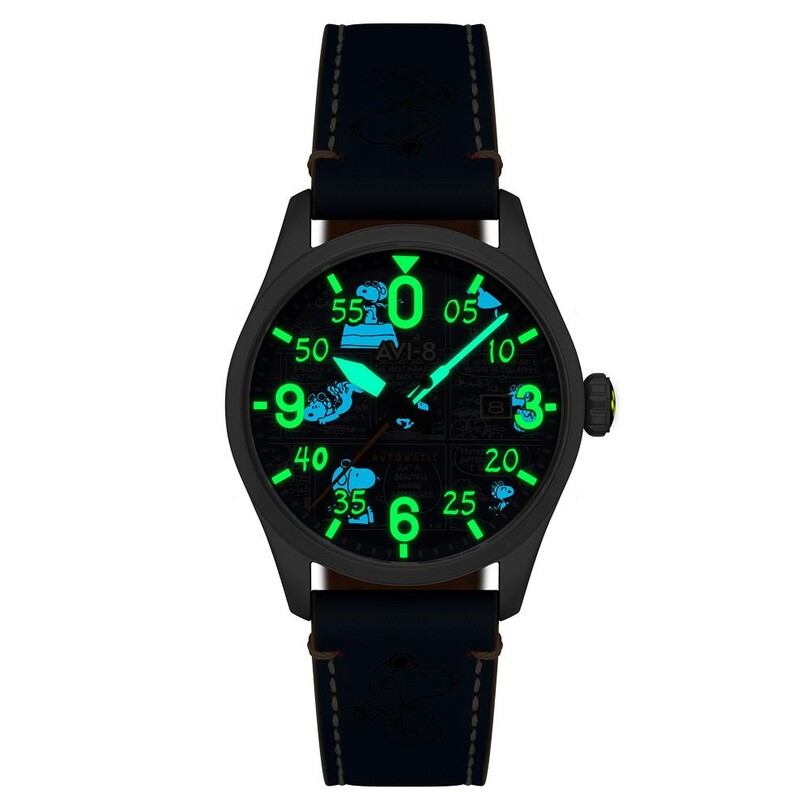 SPITFIRE SMITH PEANUTS SNOOPY FLYING ACE LIMITED EDITION AV-4134-01 Otomatik (Seiko NH35 Mekanizmalı) Erkek Kol Saati - Thumbnail