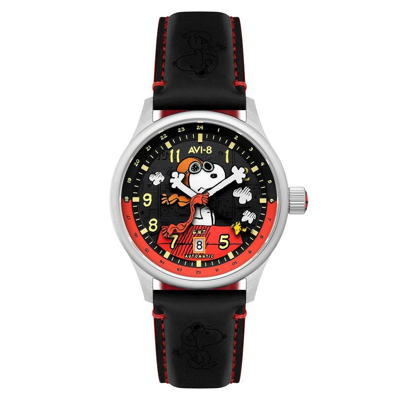 AVI-8 - HAWKER HURRICANE KENT GMT AUTOMATIC PEANUTS SNOOPY FLYING ACE LIMITED EDITION AV-4136-01 (Seiko NH34 Mekanizmalı) Erkek Kol Saati