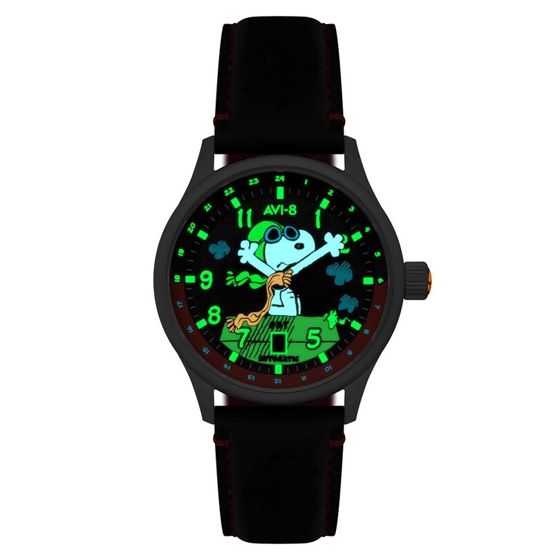 HAWKER HURRICANE KENT GMT AUTOMATIC PEANUTS SNOOPY FLYING ACE LIMITED EDITION AV-4136-01 (Seiko NH34 Mekanizmalı) Erkek Kol Saati - Thumbnail