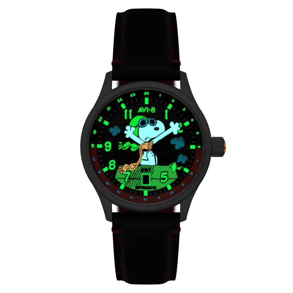 HAWKER HURRICANE KENT GMT AUTOMATIC PEANUTS SNOOPY FLYING ACE LIMITED EDITION AV-4136-01 (Seiko NH34 Mekanizmalı) Erkek Kol Saati