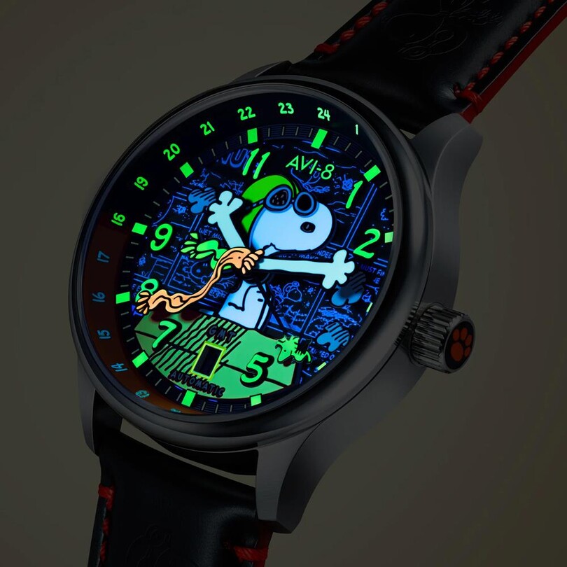 HAWKER HURRICANE KENT GMT AUTOMATIC PEANUTS SNOOPY FLYING ACE LIMITED EDITION AV-4136-01 (Seiko NH34 Mekanizmalı) Erkek Kol Saati - Thumbnail