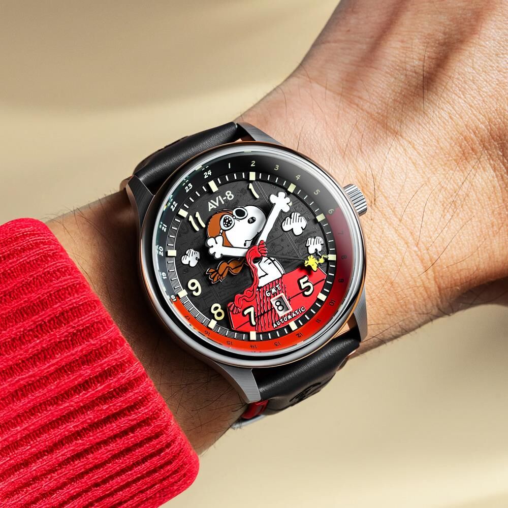 HAWKER HURRICANE KENT GMT AUTOMATIC PEANUTS SNOOPY FLYING ACE LIMITED EDITION AV-4136-01 (Seiko NH34 Mekanizmalı) Erkek Kol Saati