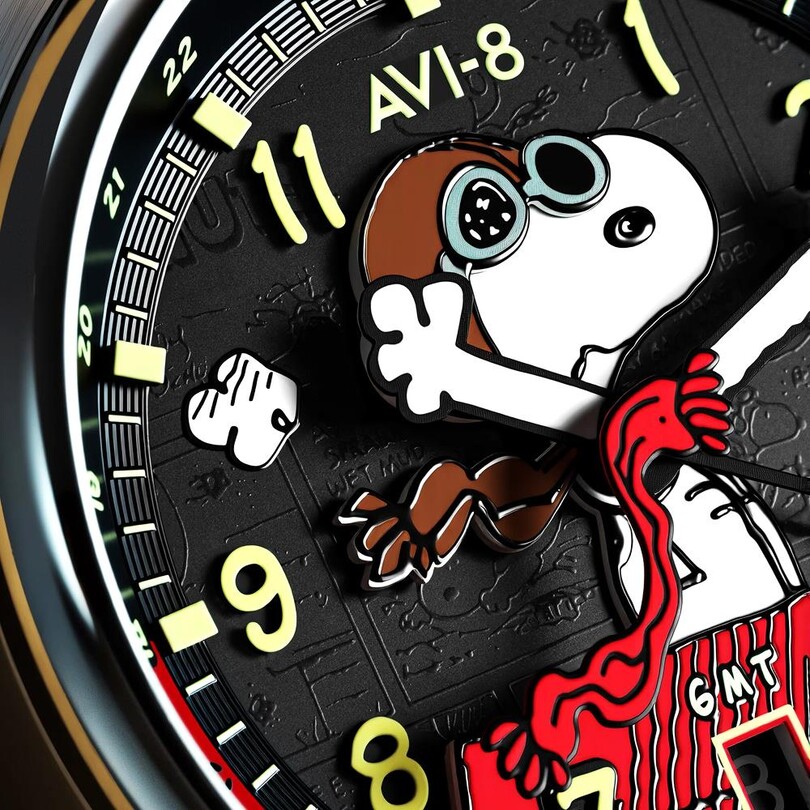 HAWKER HURRICANE KENT GMT AUTOMATIC PEANUTS SNOOPY FLYING ACE LIMITED EDITION AV-4136-01 (Seiko NH34 Mekanizmalı) Erkek Kol Saati - Thumbnail