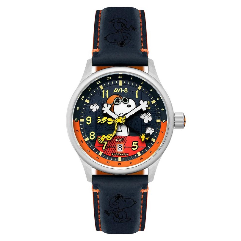 AVI-8 - HAWKER HURRICANE KENT GMT AUTOMATIC PEANUTS SNOOPY FLYING ACE LIMITED EDITION AV-4136-02 (Seiko NH34 Mekanizmalı) Erkek Kol Saati
