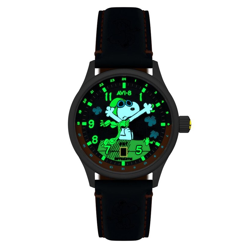 HAWKER HURRICANE KENT GMT AUTOMATIC PEANUTS SNOOPY FLYING ACE LIMITED EDITION AV-4136-02 (Seiko NH34 Mekanizmalı) Erkek Kol Saati - Thumbnail