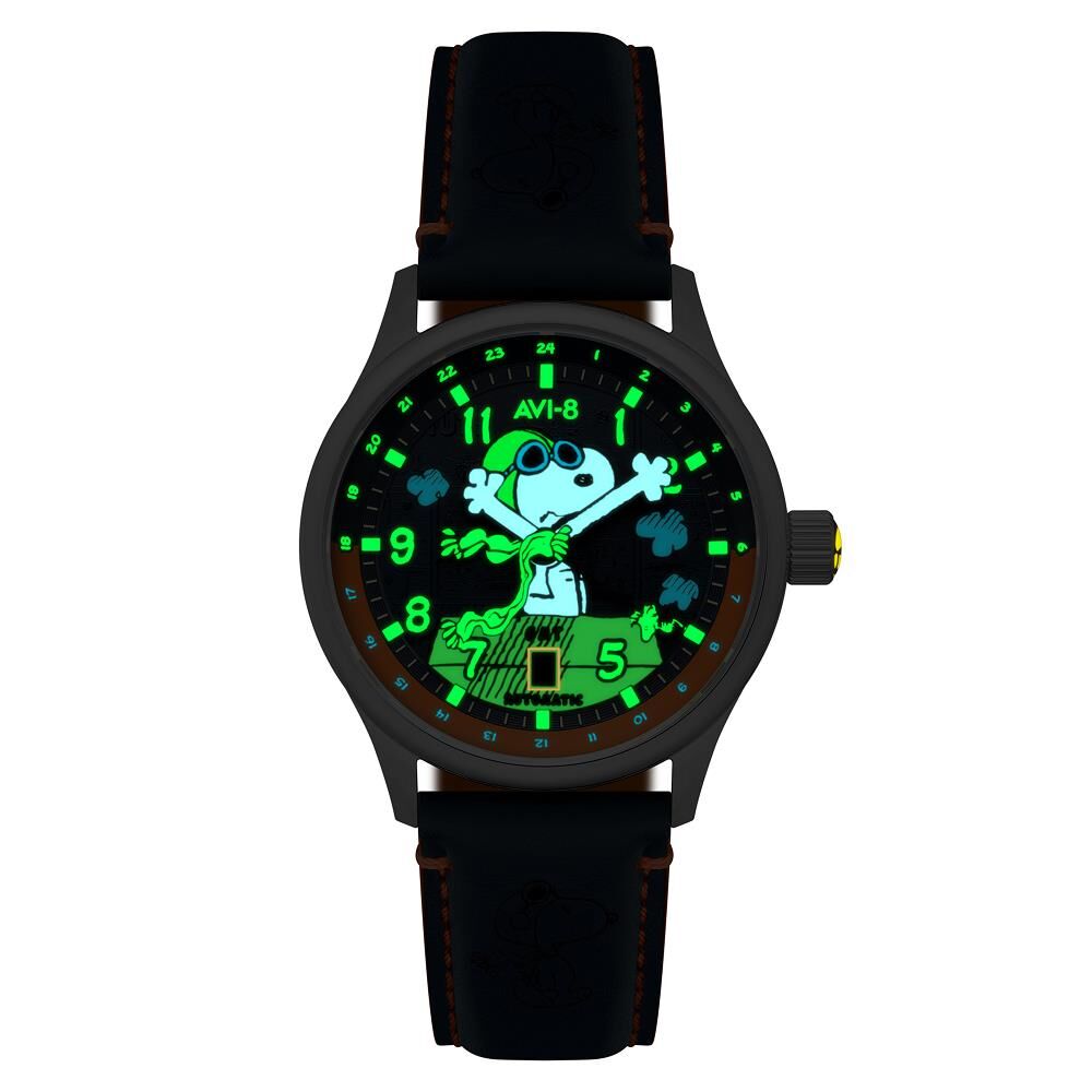 HAWKER HURRICANE KENT GMT AUTOMATIC PEANUTS SNOOPY FLYING ACE LIMITED EDITION AV-4136-02 (Seiko NH34 Mekanizmalı) Erkek Kol Saati