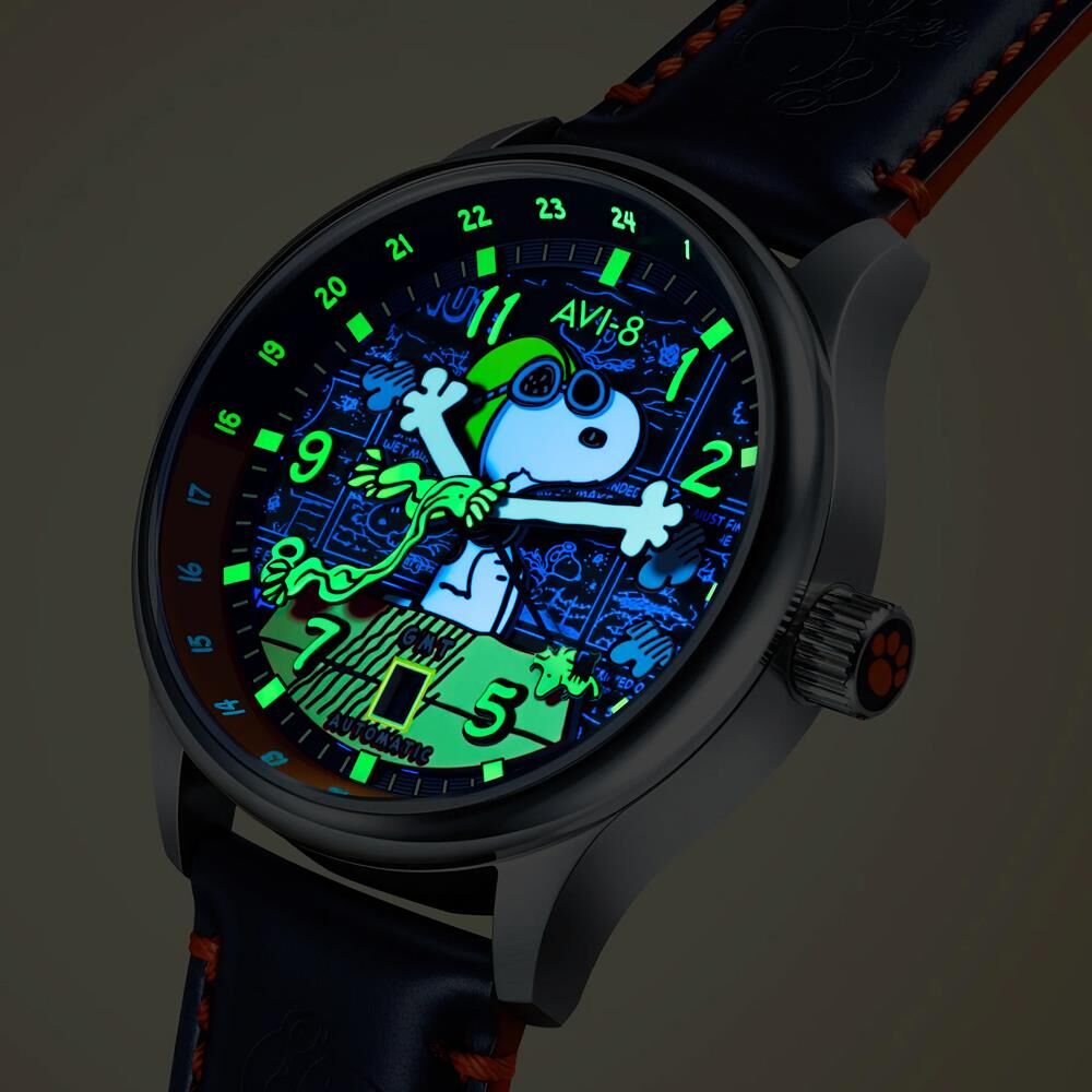 HAWKER HURRICANE KENT GMT AUTOMATIC PEANUTS SNOOPY FLYING ACE LIMITED EDITION AV-4136-02 (Seiko NH34 Mekanizmalı) Erkek Kol Saati