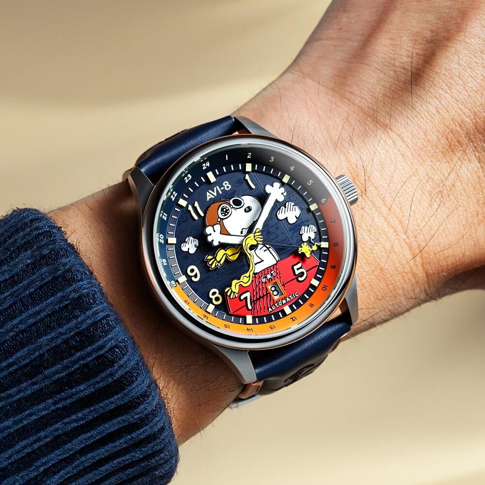 HAWKER HURRICANE KENT GMT AUTOMATIC PEANUTS SNOOPY FLYING ACE LIMITED EDITION AV-4136-02 (Seiko NH34 Mekanizmalı) Erkek Kol Saati