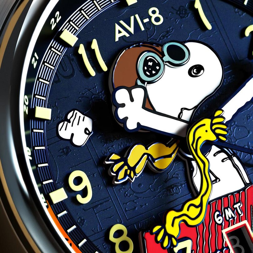 HAWKER HURRICANE KENT GMT AUTOMATIC PEANUTS SNOOPY FLYING ACE LIMITED EDITION AV-4136-02 (Seiko NH34 Mekanizmalı) Erkek Kol Saati - Thumbnail