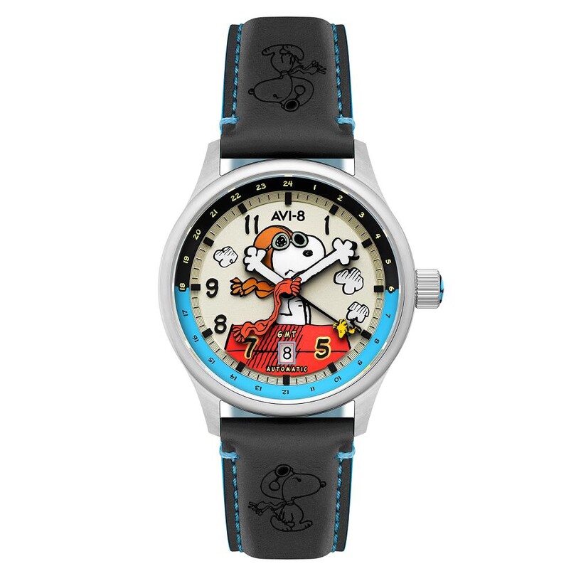 AVI-8 - HAWKER HURRICANE KENT GMT AUTOMATIC PEANUTS SNOOPY FLYING ACE LIMITED EDITION AV-4136-03 (Seiko NH34 Mekanizmalı) Erkek Kol Saati
