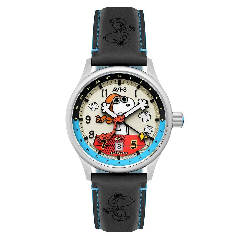 HAWKER HURRICANE KENT GMT AUTOMATIC PEANUTS SNOOPY FLYING ACE LIMITED EDITION AV-4136-03 (Seiko NH34 Mekanizmalı) Erkek Kol Saati