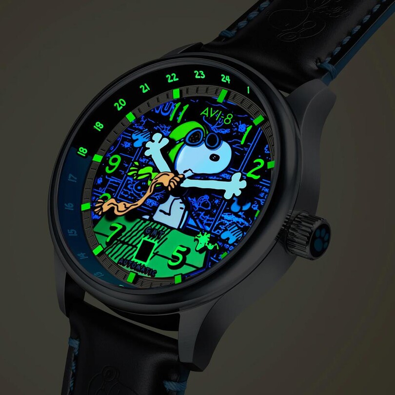 HAWKER HURRICANE KENT GMT AUTOMATIC PEANUTS SNOOPY FLYING ACE LIMITED EDITION AV-4136-03 (Seiko NH34 Mekanizmalı) Erkek Kol Saati - Thumbnail