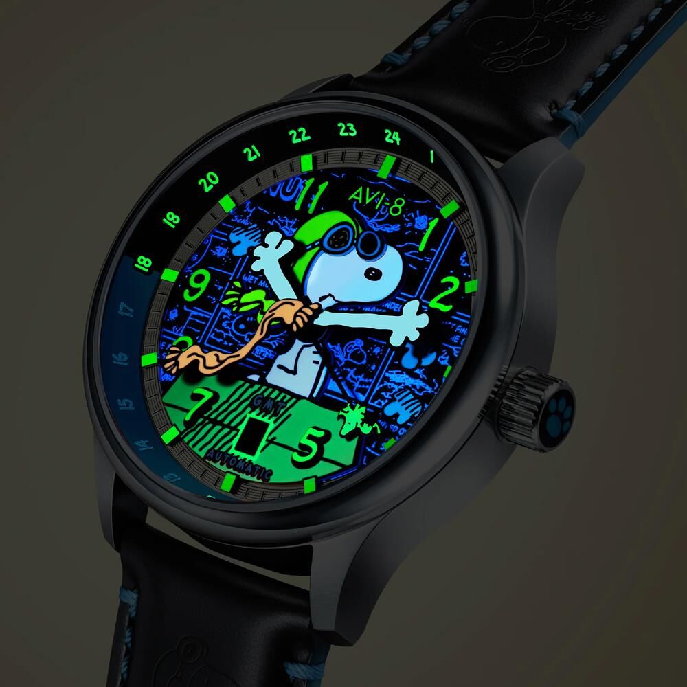 HAWKER HURRICANE KENT GMT AUTOMATIC PEANUTS SNOOPY FLYING ACE LIMITED EDITION AV-4136-03 (Seiko NH34 Mekanizmalı) Erkek Kol Saati