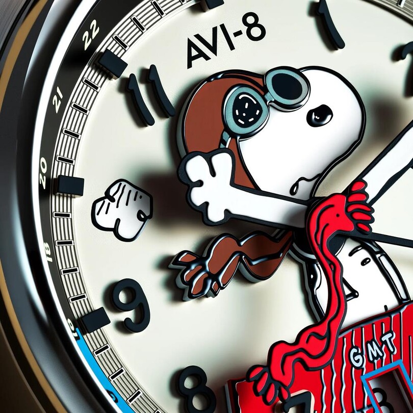 HAWKER HURRICANE KENT GMT AUTOMATIC PEANUTS SNOOPY FLYING ACE LIMITED EDITION AV-4136-03 (Seiko NH34 Mekanizmalı) Erkek Kol Saati - Thumbnail
