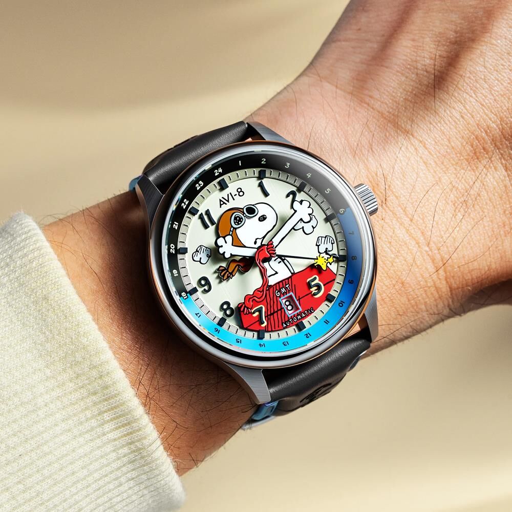 HAWKER HURRICANE KENT GMT AUTOMATIC PEANUTS SNOOPY FLYING ACE LIMITED EDITION AV-4136-03 (Seiko NH34 Mekanizmalı) Erkek Kol Saati