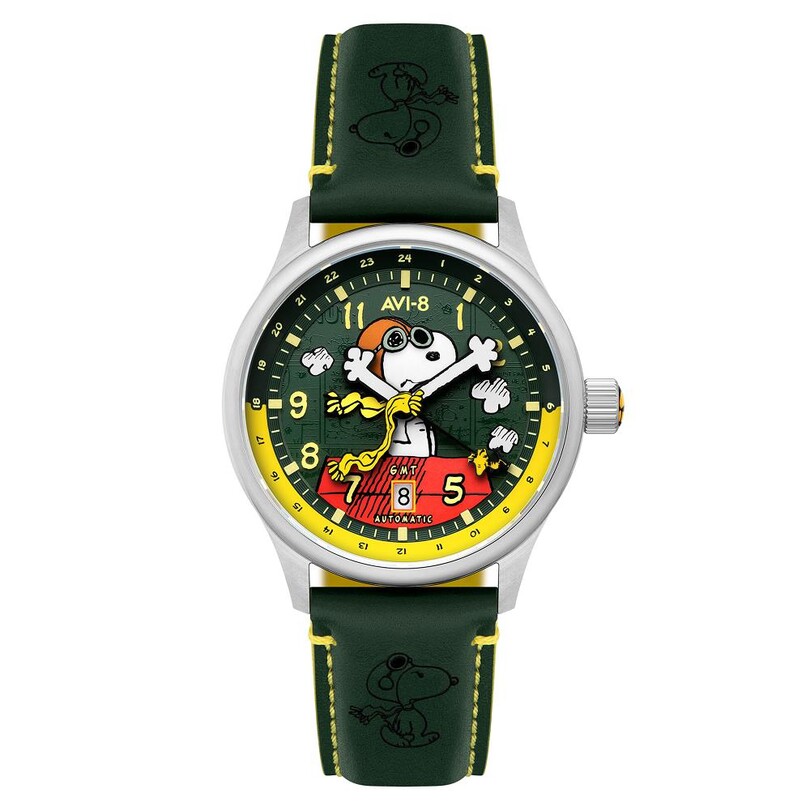 AVI-8 - HAWKER HURRICANE KENT GMT AUTOMATIC PEANUTS SNOOPY FLYING ACE LIMITED EDITION AV-4136-04 (Seiko NH34 Mekanizmalı) Erkek Kol Saati