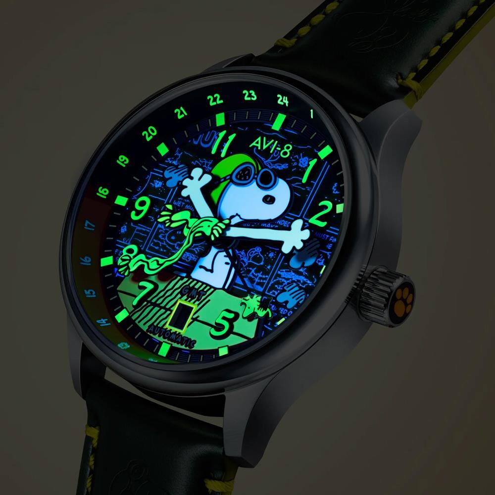 HAWKER HURRICANE KENT GMT AUTOMATIC PEANUTS SNOOPY FLYING ACE LIMITED EDITION AV-4136-04 (Seiko NH34 Mekanizmalı) Erkek Kol Saati