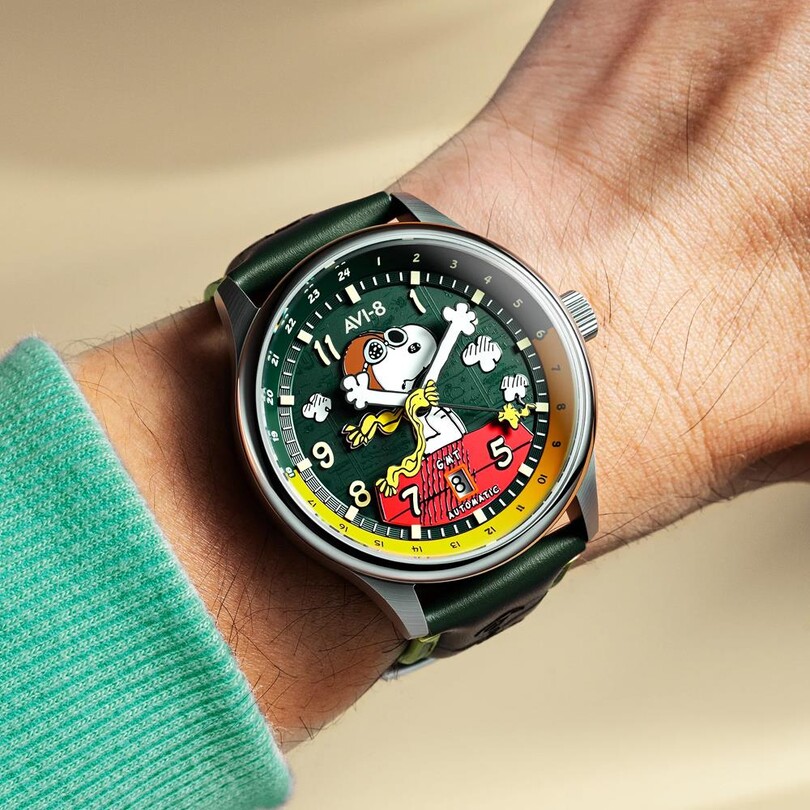 HAWKER HURRICANE KENT GMT AUTOMATIC PEANUTS SNOOPY FLYING ACE LIMITED EDITION AV-4136-04 (Seiko NH34 Mekanizmalı) Erkek Kol Saati - Thumbnail