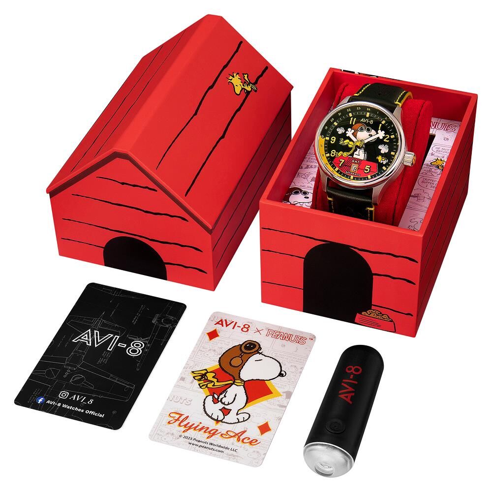 HAWKER HURRICANE KENT GMT AUTOMATIC PEANUTS SNOOPY FLYING ACE LIMITED EDITION AV-4136-04 (Seiko NH34 Mekanizmalı) Erkek Kol Saati