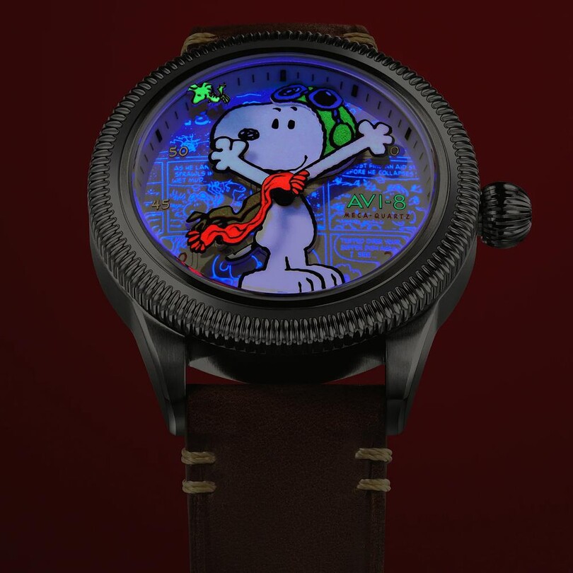 FLYBOY AIRMASTER 40 PEANUTS SNOOPY FLYING ACE LIMITED EDITION AV-4138-01 (Seiko VH31 Mekanizmalı) Erkek Kol Saati - Thumbnail