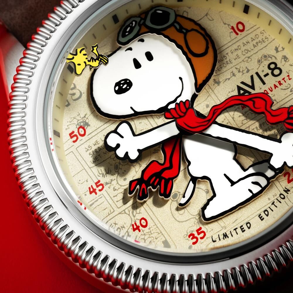 FLYBOY AIRMASTER 40 PEANUTS SNOOPY FLYING ACE LIMITED EDITION AV-4138-01 (Seiko VH31 Mekanizmalı) Erkek Kol Saati