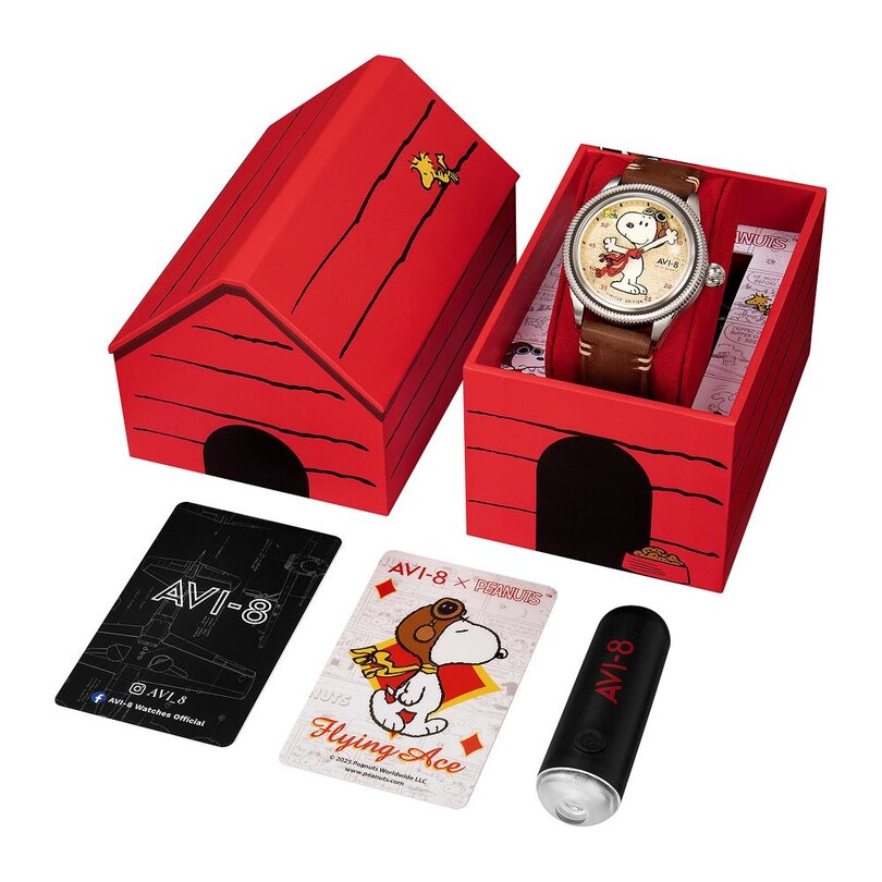 FLYBOY AIRMASTER 40 PEANUTS SNOOPY FLYING ACE LIMITED EDITION AV-4138-01 (Seiko VH31 Mekanizmalı) Erkek Kol Saati - Thumbnail