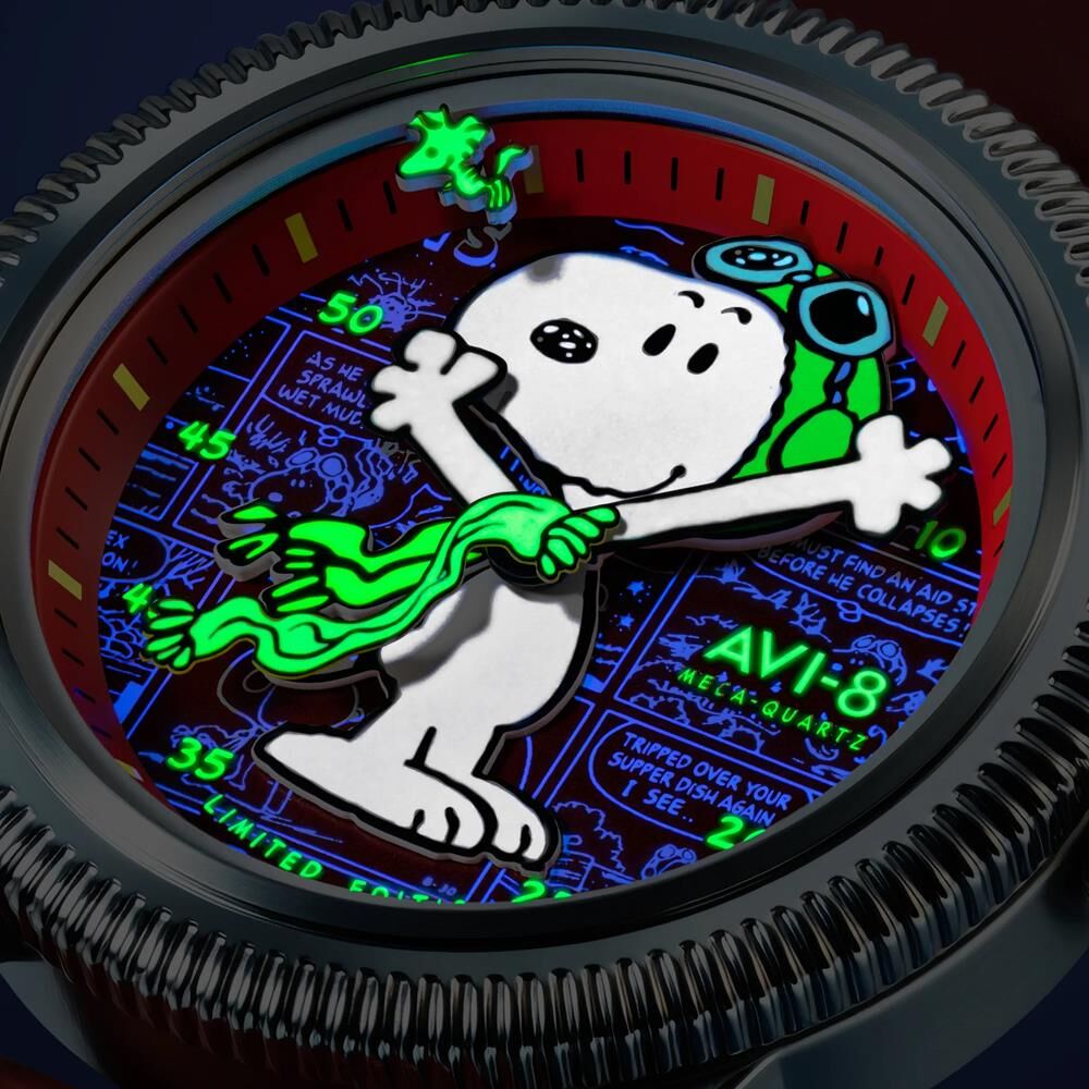 FLYBOY AIRMASTER 40 MECA-QUARTZ PEANUTS SNOOPY FLYING ACE LIMITED EDITION AV-4138-02 (Seiko VH31 Mekanizmalı) Erkek Kol Saati