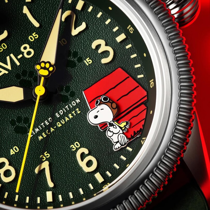 FLYBOY AIRMASTER 40 PEANUTS SNOOPY FLYING ACE LIMITED EDITION AV-4139-01 (Seiko VH31 Mekanizmalı) Erkek Kol Saati - Thumbnail