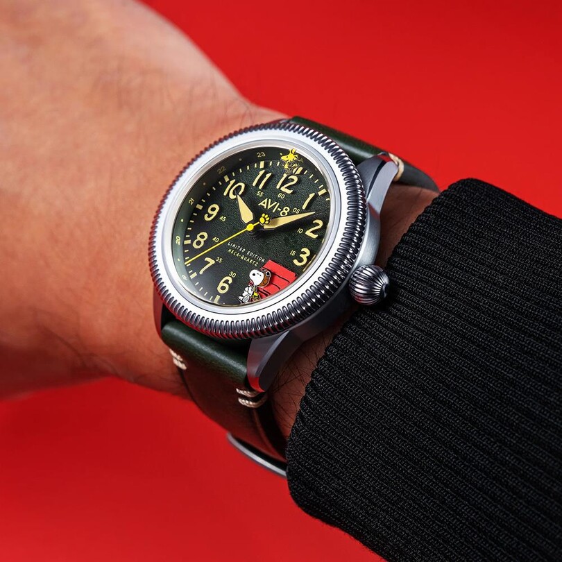 FLYBOY AIRMASTER 40 PEANUTS SNOOPY FLYING ACE LIMITED EDITION AV-4139-01 (Seiko VH31 Mekanizmalı) Erkek Kol Saati - Thumbnail