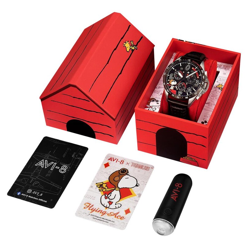 P-51 MUSTANG BLAKESLEE CHRONOGRAPH PEANUTS SNOOPY FLYING ACE LIMITED EDITION AV-4140-01 (Seiko VK68 Mekanizmalı) Erkek Kol Saati - Thumbnail