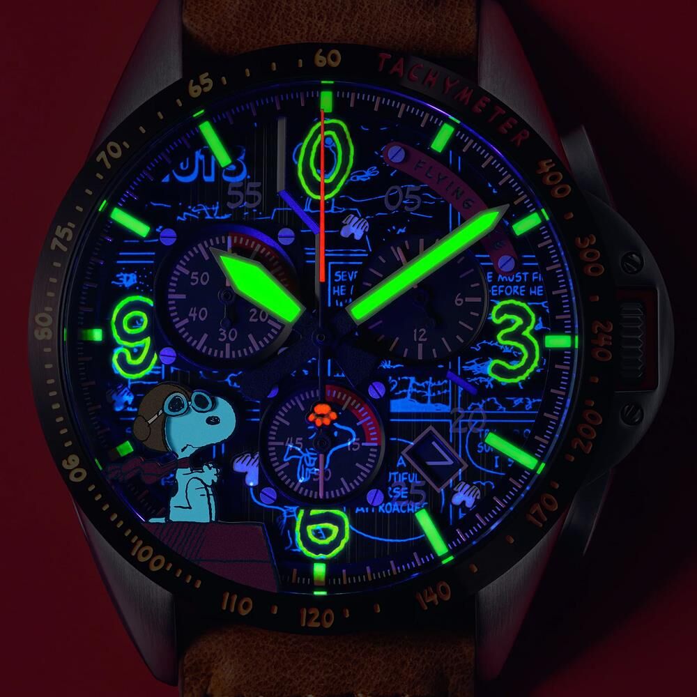 P-51 MUSTANG BLAKESLEE CHRONOGRAPH PEANUTS SNOOPY FLYING ACE LIMITED EDITION AV-4140-02 (Seiko VK68 Mekanizmalı) Erkek Kol Saati