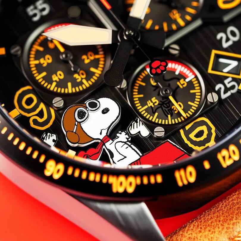 P-51 MUSTANG BLAKESLEE CHRONOGRAPH PEANUTS SNOOPY FLYING ACE LIMITED EDITION AV-4140-02 (Seiko VK68 Mekanizmalı) Erkek Kol Saati - Thumbnail