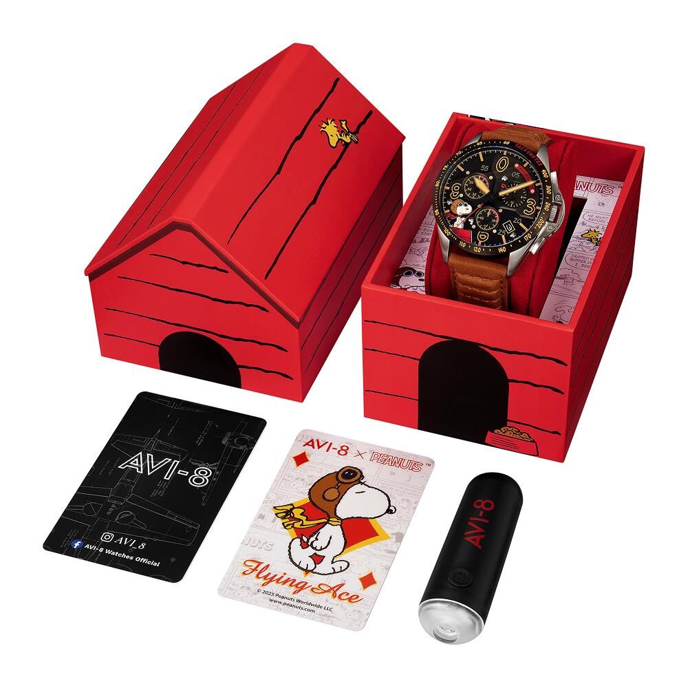 P-51 MUSTANG BLAKESLEE CHRONOGRAPH PEANUTS SNOOPY FLYING ACE LIMITED EDITION AV-4140-02 (Seiko VK68 Mekanizmalı) Erkek Kol Saati