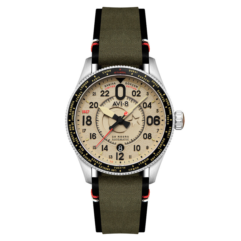 SABİHA GÖKÇEN LIMITED EDITION SPITFIRE Otomatik AV-4144-03 (Özel Modifiyeli Seiko NH34 Mekanizmalı) Erkek Kol Saati - Thumbnail