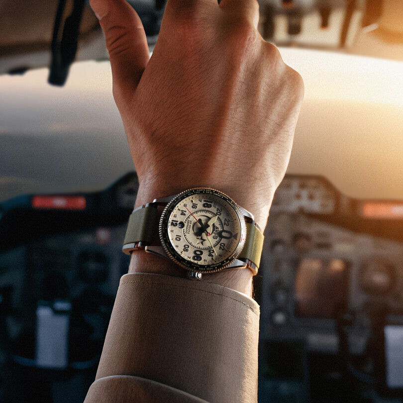 SABİHA GÖKÇEN LIMITED EDITION SPITFIRE Otomatik AV-4144-03 (Özel Modifiyeli Seiko NH34 Mekanizmalı) Erkek Kol Saati - Thumbnail